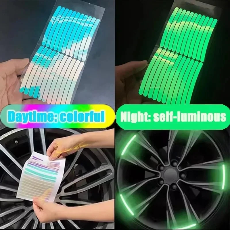 40-Pack Reflective Wheel Hub Stickers – Car & Motorcycle Decals