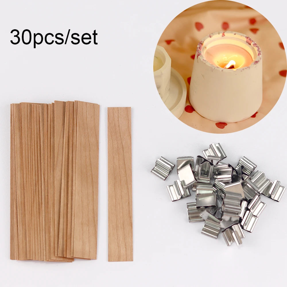 30-Pack Wooden Candle Wicks with Clip Base – Smokeless Candle Making Candle Making Wicks Zpaxo