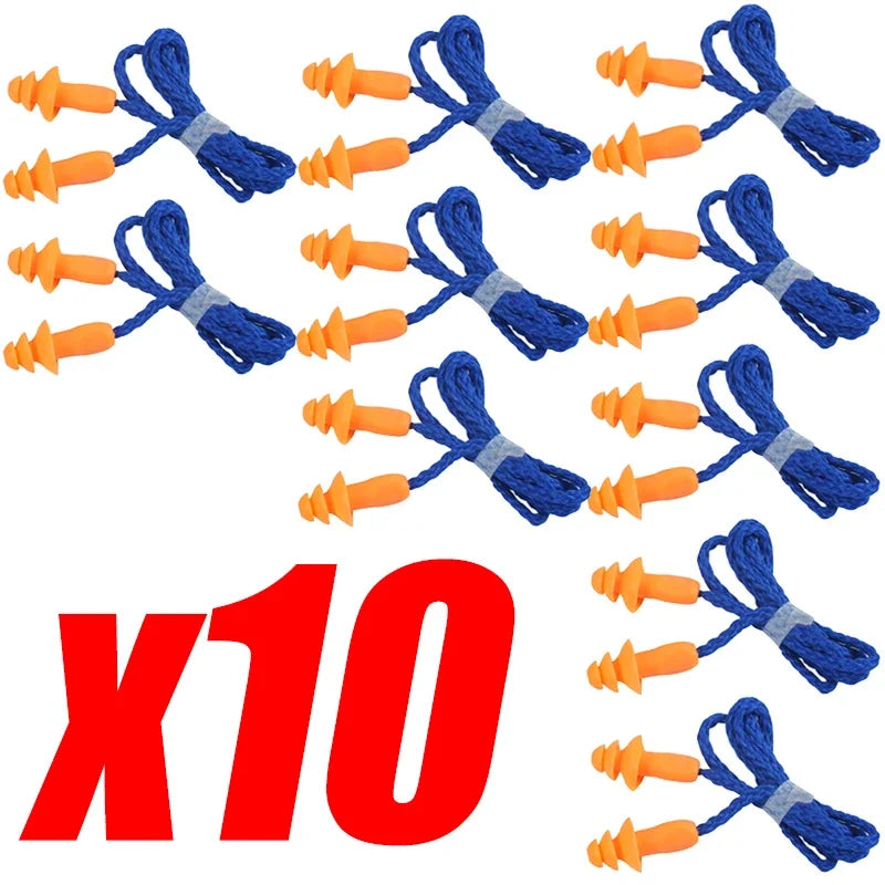Noise Cancelling Ear Plugs Silicone Corded Ears Protector Reusable Zpaxo 10Pairs