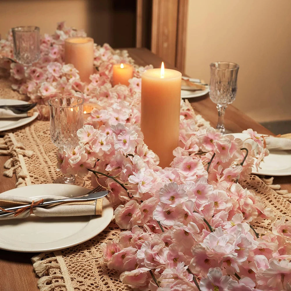 Artificial Sakura Flowers Vine Fake Flower Cherry Blossom Garland