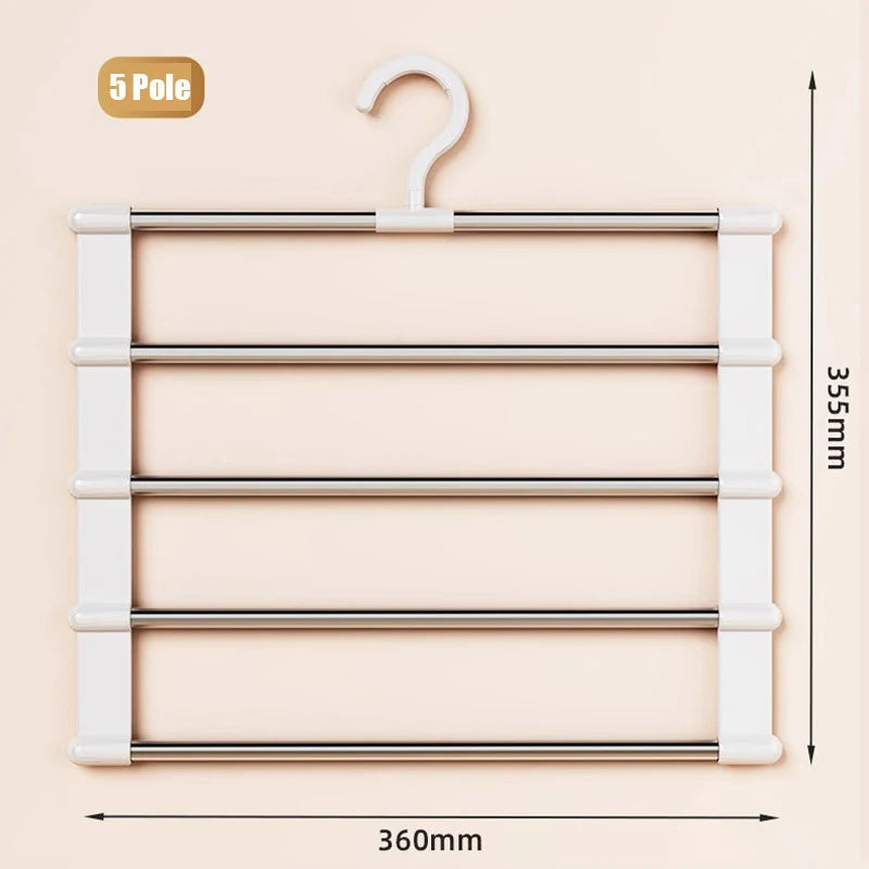 5 7 Layers Stainless Steel Pants Hangers Folding Space-saving Clothes