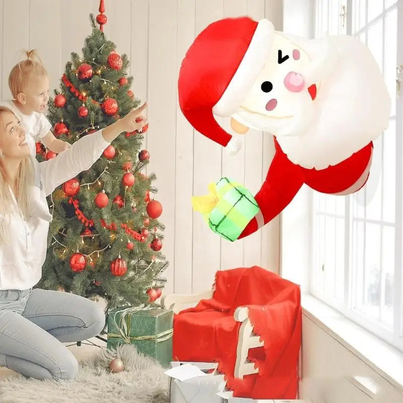 Light Up Inflatable Window Santa Ornament Outdoor Garden Christmas