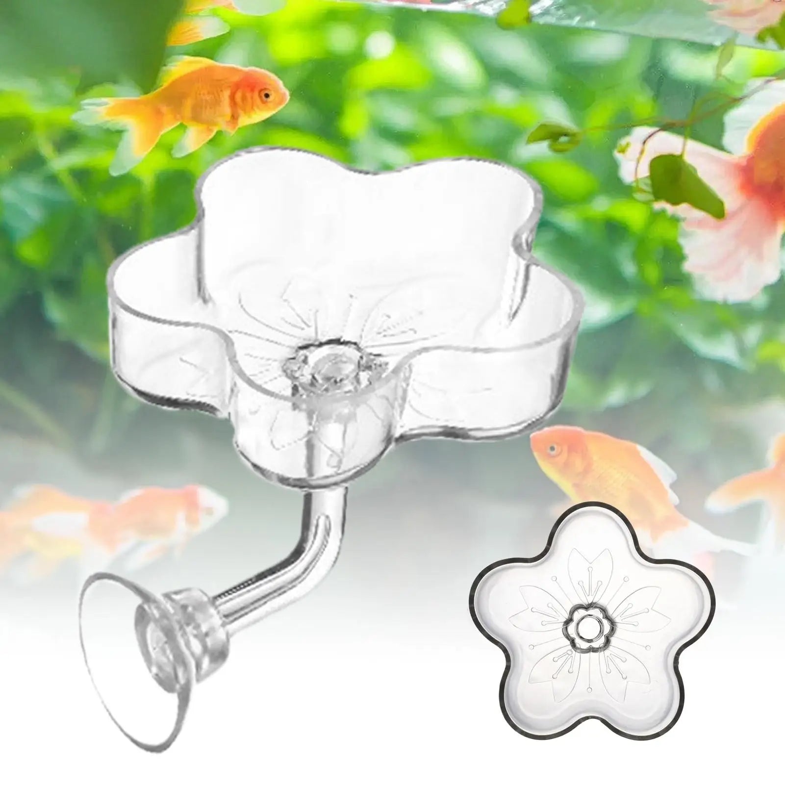Fish Tank Feeder Aquarium Clear Dish Tray Shrimp Suction Cup Flower Shaped Shrimp Bowl Feeder Tube for Fish Tank Feeder Tray Zpaxo