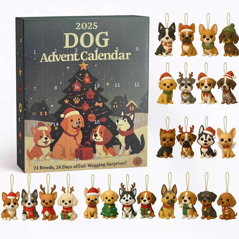 24Pcs 2D Festive Breeds Ornaments - Advent Calendar Dog Advent Calendar For Pets With Reusable Ornaments, Idea For Dog Love Zpaxo