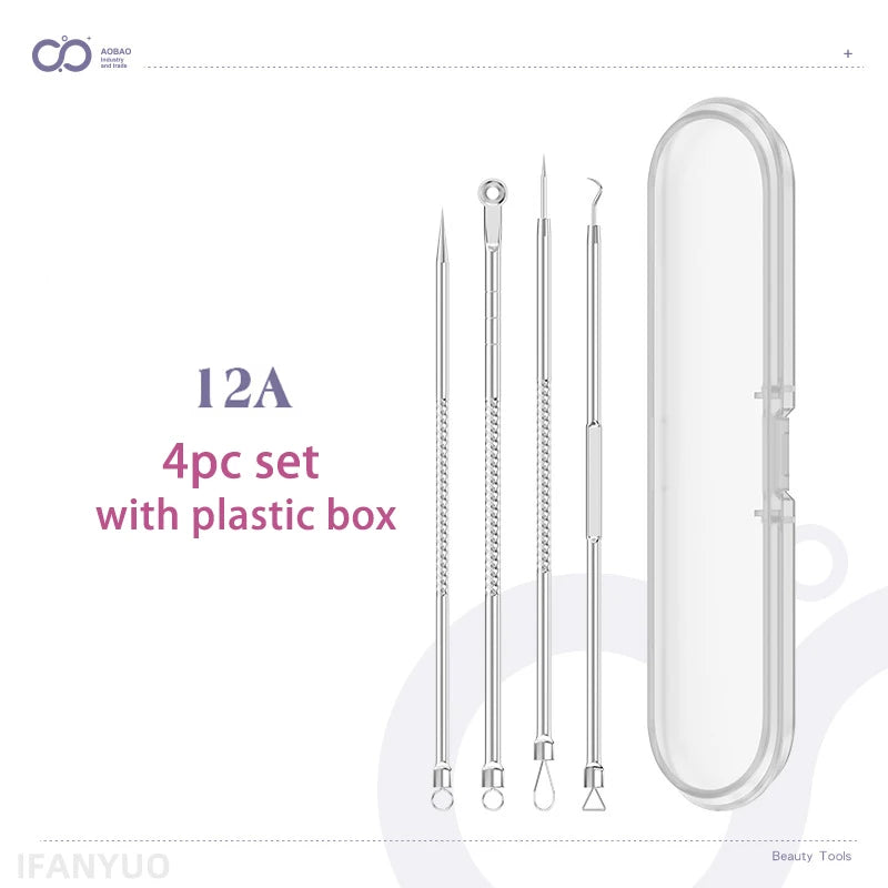 8/5/4PCS Hair Tweezers Acne Blackhead Removal Needles Kit Black Dots Cleaner Pore Cleaner Deep Cleansing Face Skin Care Tools Zpaxo 12A