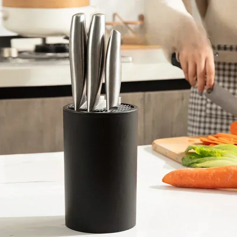 Black Rotating Knife Block Holder – Multifunctional Storage Rack Knife Storage Block Zpaxo
