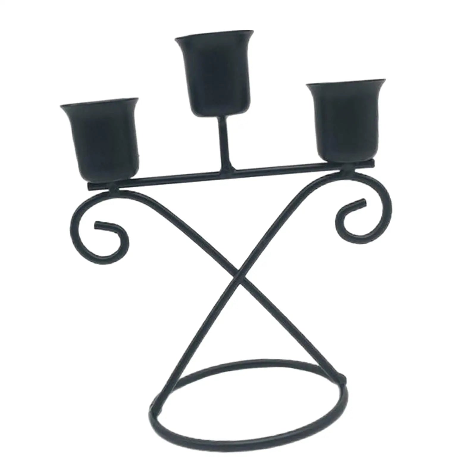 3-Arm Iron Candle Holder – Modern Candlestick Centerpiece Candle Holder Zpaxo Style E