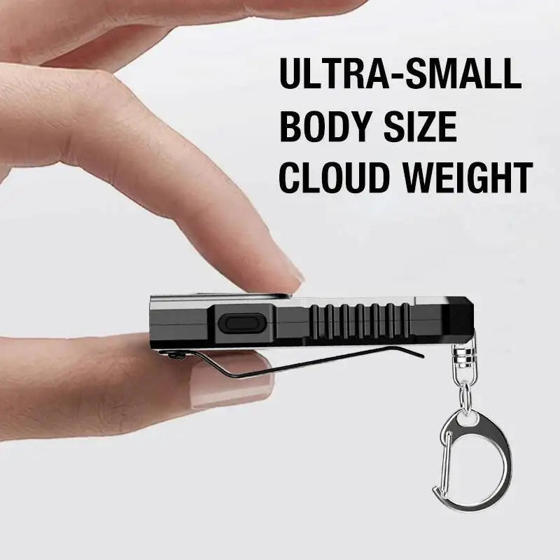 Mini COB LED Keychain Flashlight – USB-C Rechargeable Torch