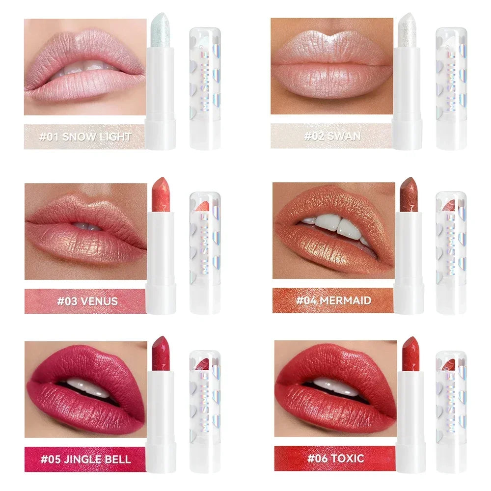 Diamond Pearlescent Lipstick Waterproof Long Lasting Non-stick Cup Matte Velvet Shiny Lipsticks Red Sexy Lips Makeup Cosmetics Zpaxo