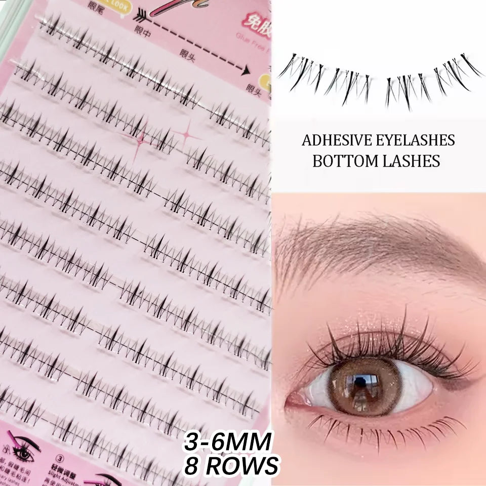 HISYI Self-Adhesive False Eyelashes 8 Rows - Glue-Free, Natural Look, Reusable & Easy Apply for Daily/Party Makeup (8-Pack) Zpaxo lower lashes