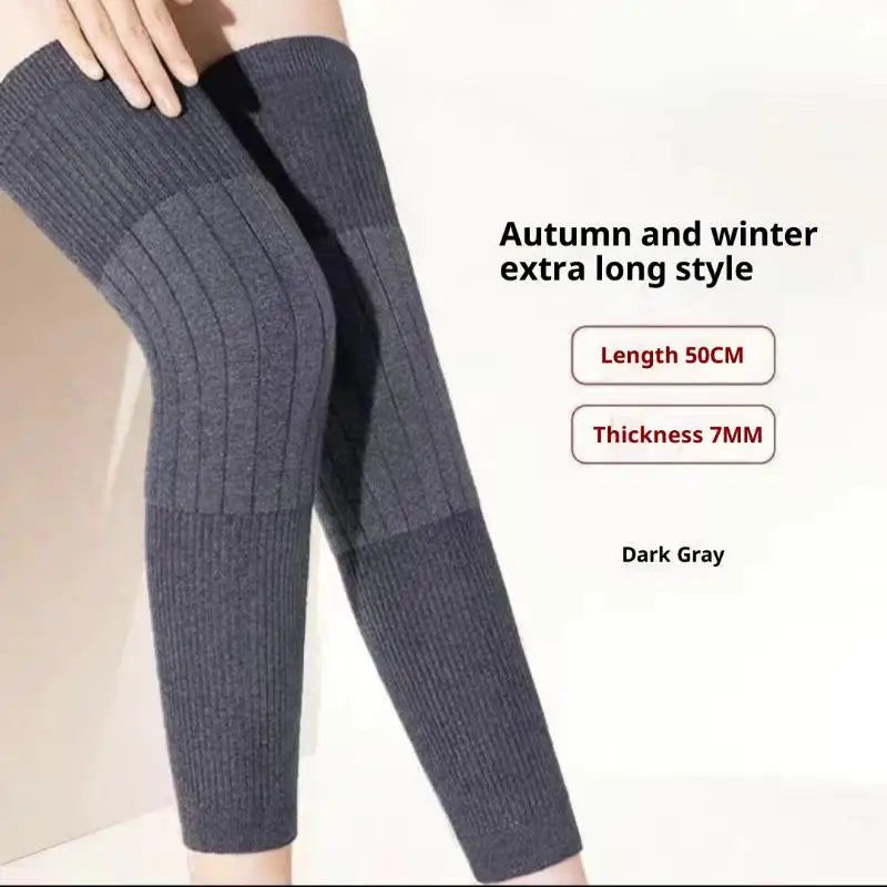 High-grade Wool Cashmere Knee Pads Leg Warmers Pair Grey Black Zpaxo A2