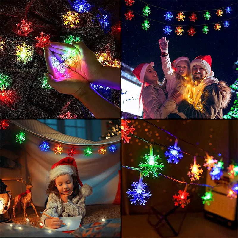 Christmas Solar String Light 8 Modes Powered Snowflake Outdoor Zpaxo