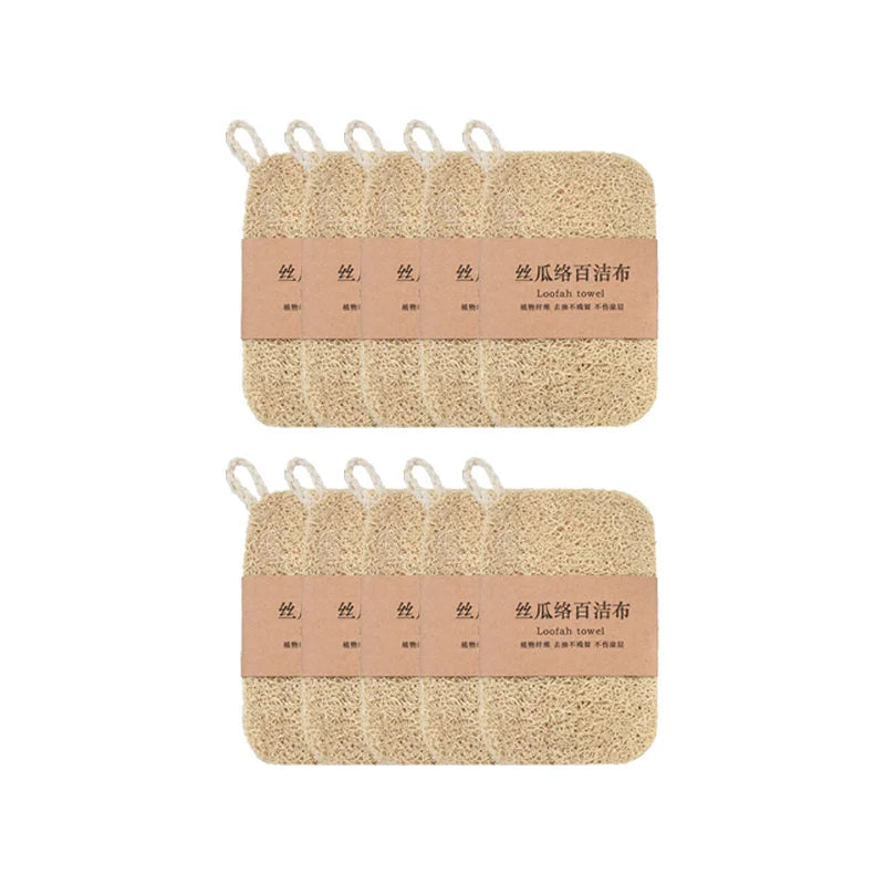 Double Layer Natural Loofah Sponge Dish Scrubber Vegetable Fiber Zpaxo 10PCS