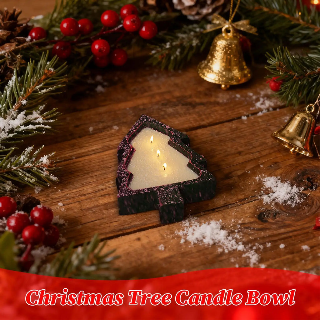Wooden Candle Bowl Rustic Christmas Tree Home Decor Bowls Holder