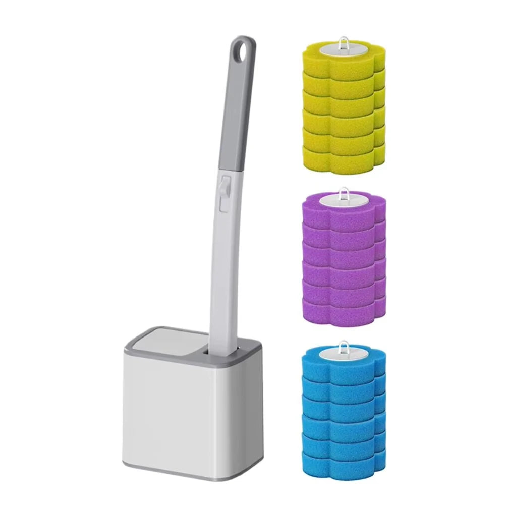 Disposable Toilet Brush Replaceable Wall-mounted Long Handle Toilet Brush Cleaning Tools WC Bathroom Toilet Set Accessories Zpaxo Gray 18PcsABC