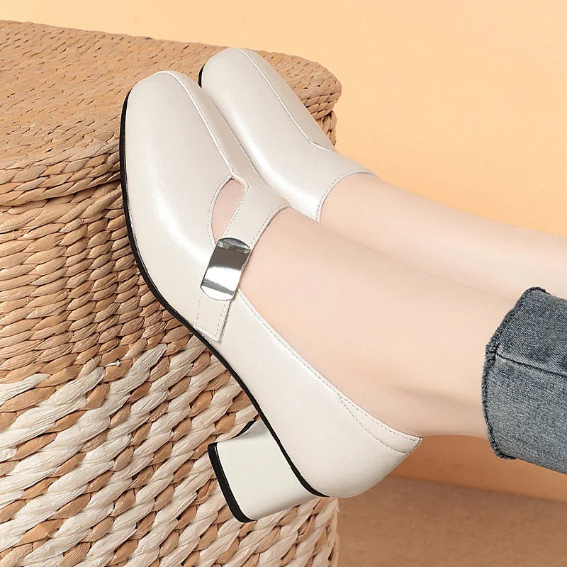 Light Mouth Single Shoes Soft Soles Mother Thick Heels Fashionable Zpaxo