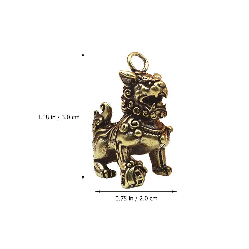 Premium Copper Chinese Lion Desktop Ornament Fengshui Adornment Home