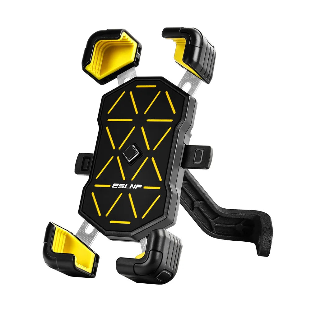 New Bicycle Phone Holder Electric Bike Delivery Navigation Stand Four Claw Anti Shake Mountain Bike Adjustable Phone Holder Zpaxo Yellow Mirror holder