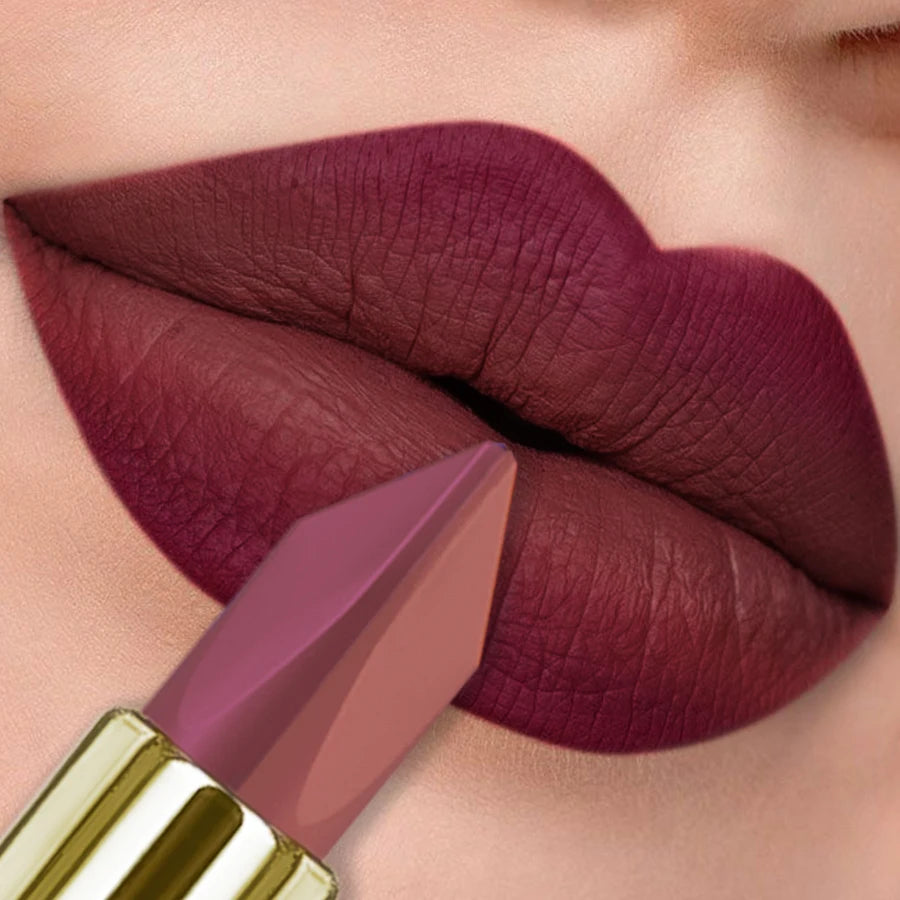Two Tone Glitter Matte Lipstick Purple Black Lip Stick Discolocration