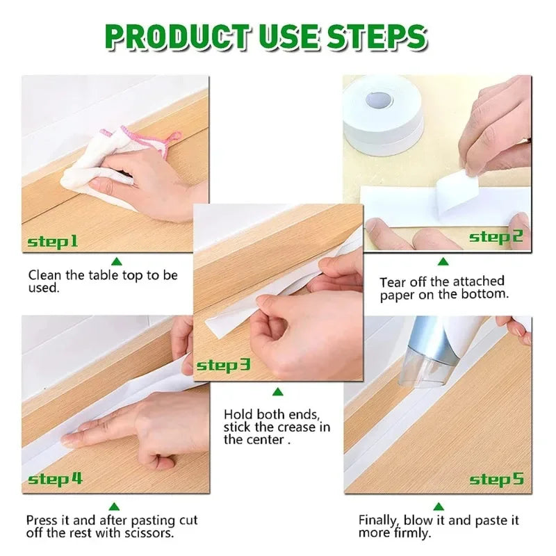 PVC Waterproof Sealing Tape Bathroom Toilet Caulk Tapes Kitchen Sink Countertop Mildew Fouling Proof Sealer Self Adhesive Strip Zpaxo