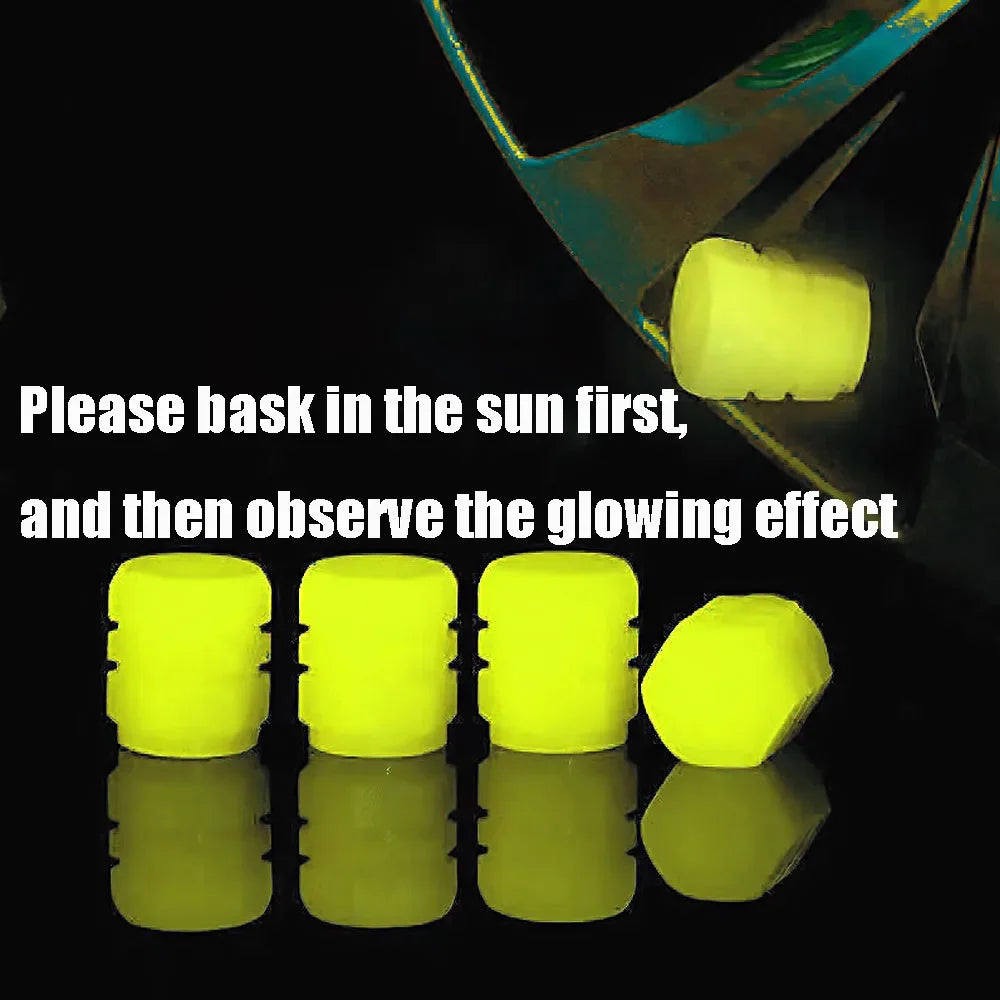 Luminous Glow Tire Valve Caps – Car, Motorcycle & Bike