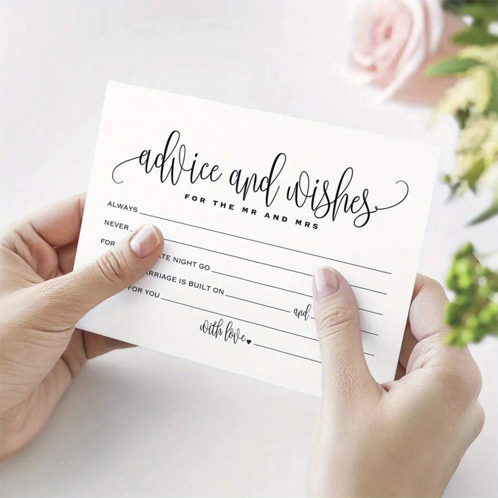 50Pcs Advice For The Bride Cards Advice and Wishes Cards for Wedding Bridal Shower Receptions Engagement Party Games Zpaxo