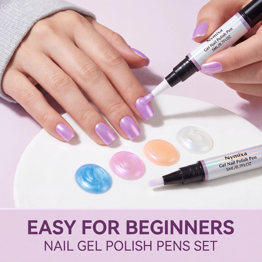 Nymixa Macaron Pearlescent Gel Nail Polish Pen Set – 6pcs DIY Gel Nail Polish Set Zpaxo