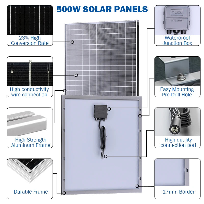 500W-1000W Portable Solar Panel 12V Battery Charger 100A MPPT Zpaxo