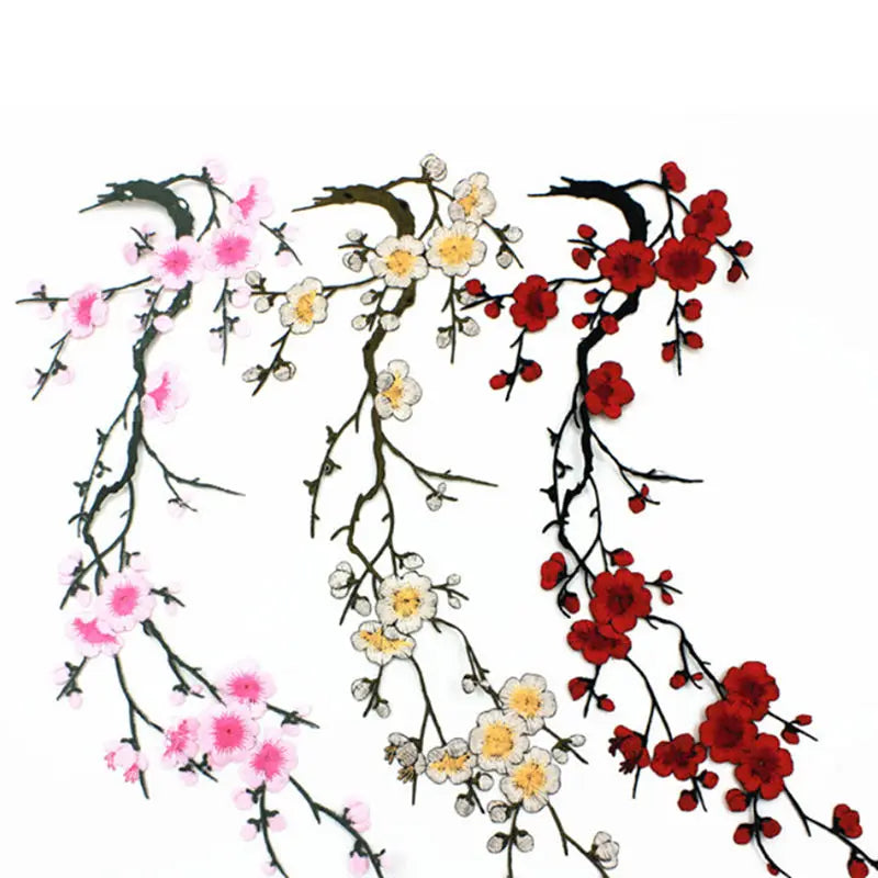 Embroidered Plum Blossom Flower Applique Clothing Embroidery Patch