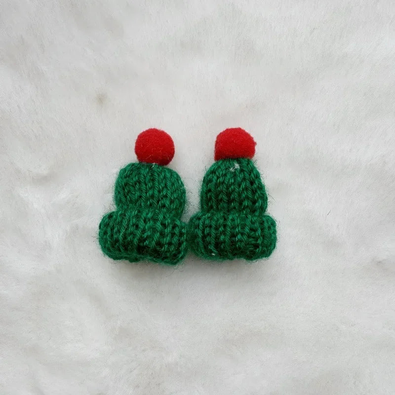 2025 Christmas Mini Knitted Doll Scarf Hat Polyester Hair Ball