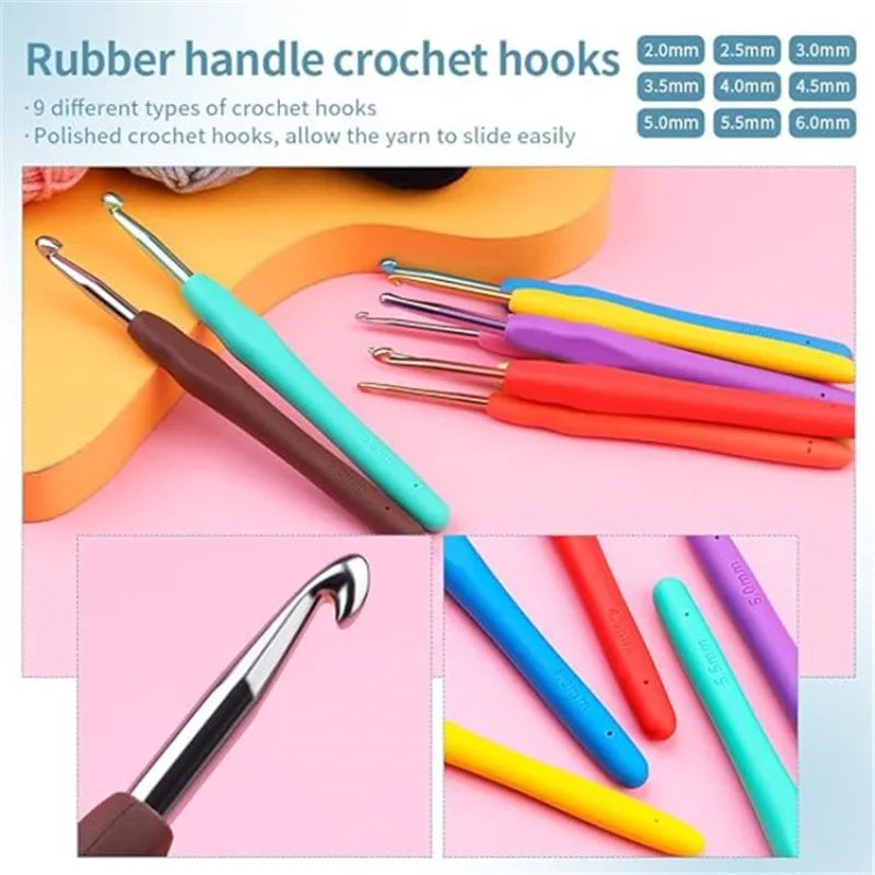 130 Piece Knitting Crochet Hook Set Home Use Sewing Tool DIY Craft Crochet Knit Markers Needles Tools Weaving Accessories With Zpaxo