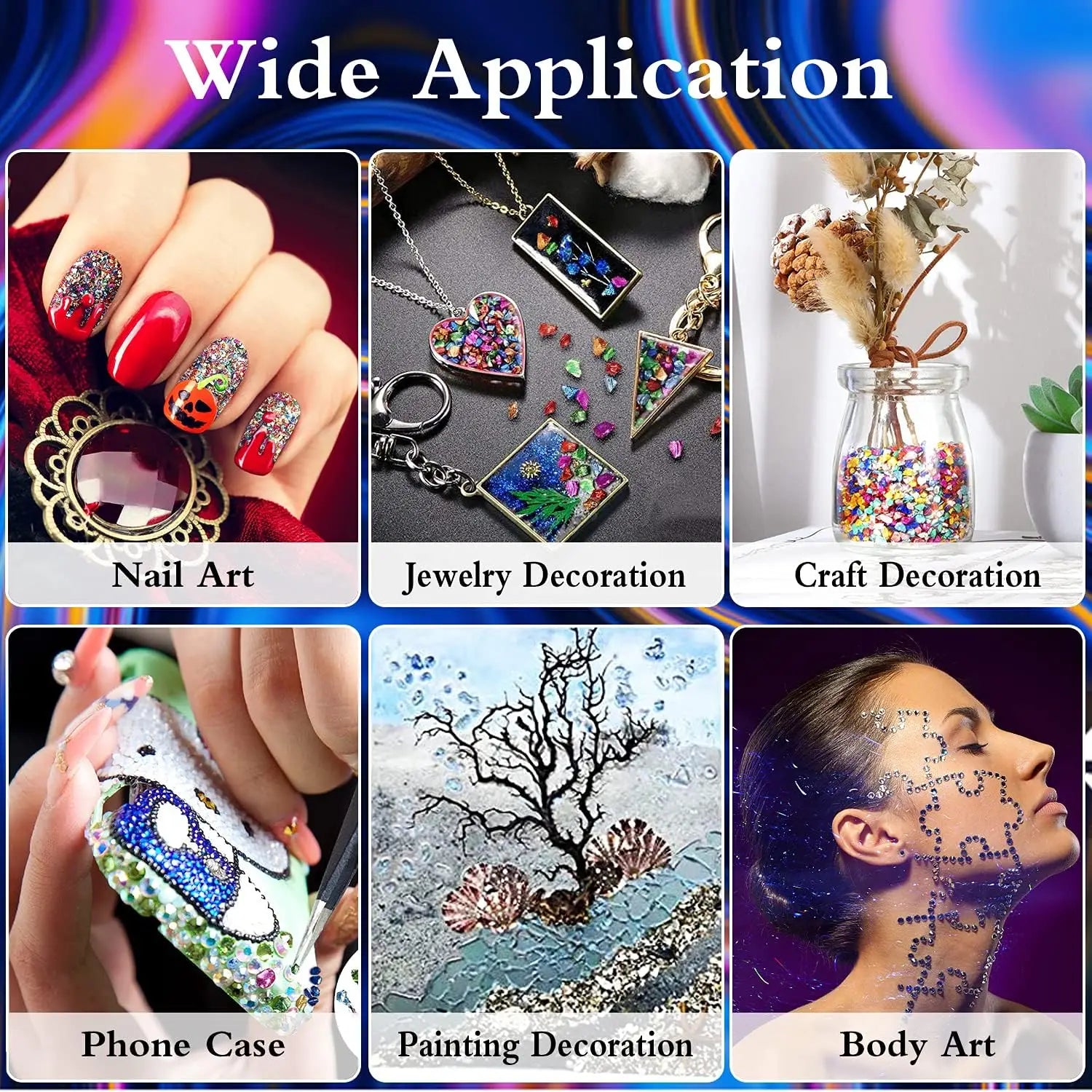 Stone Craft Glitter Metallic Chips – Nail Art, Epoxy & DIY Flakes Craft Glitter Flakes Zpaxo