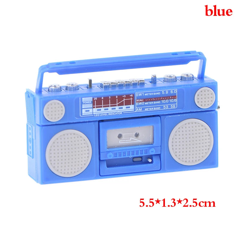 ▶1/12 Doll House Cute Miniature Radio Mini Recorder Model Dollhouse Furniture Decoration Accessories Toys for Collectors Zpaxo Blue