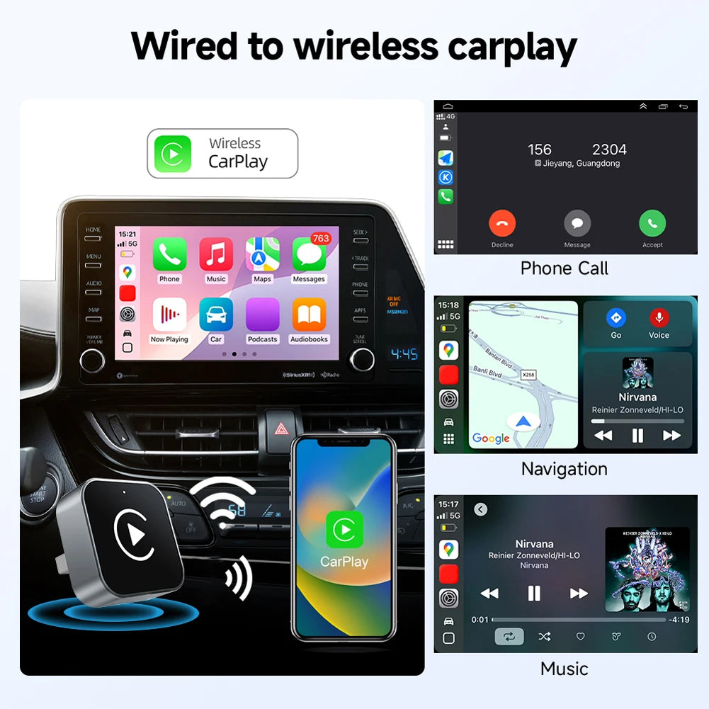 1 Wireless Carplay Android Auto Adapter Smart Box Convert Wired USB