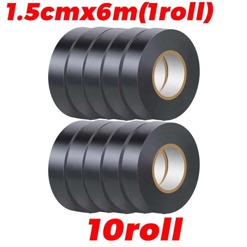 Black Electrical Insulating PVC Tape Heat Resistant Self-Adhesive Electric Wire Protection Tape for Electrical Safety Zpaxo 10roll