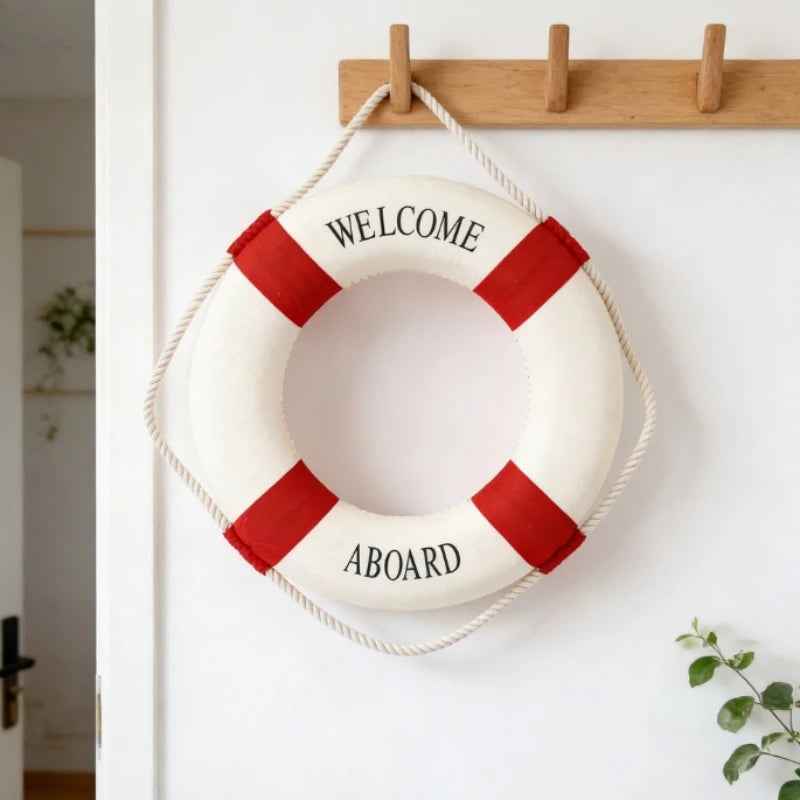 Red Blue Life Buoy Decor 5 5'' Nautical Statue Home Room Desktop