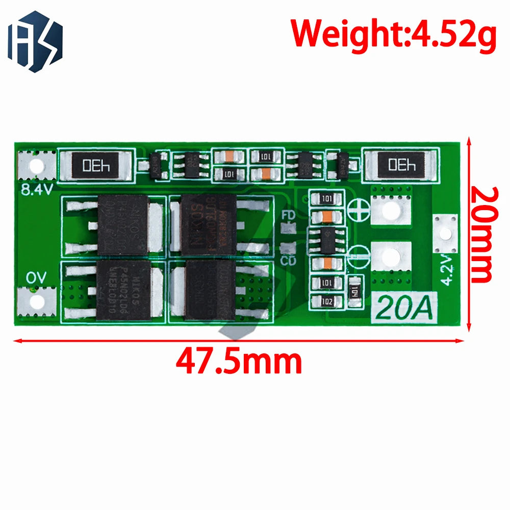 2S 20A 7.4V 8.4V 18650 Lithium Battery Protection Board/BMS Board Standard/Balance For DIY Zpaxo