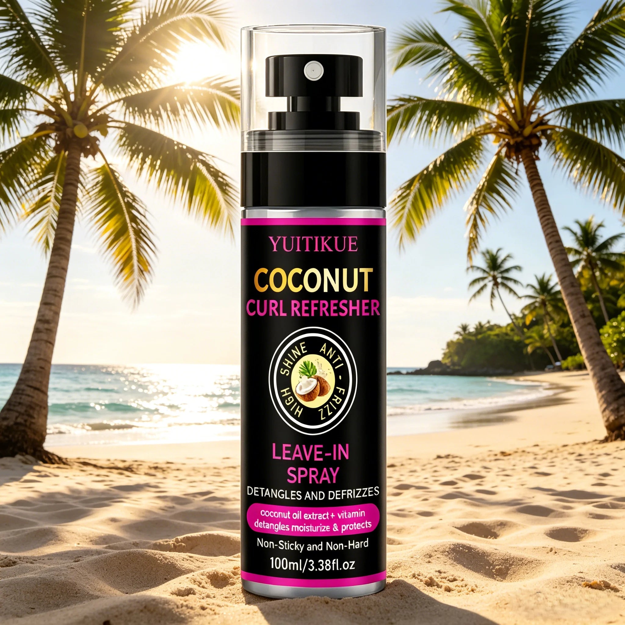 YUITIKUE Coconut Curl Refresher Spray | Leave-In Detangler Curl Refresher Spray Zpaxo 1pc