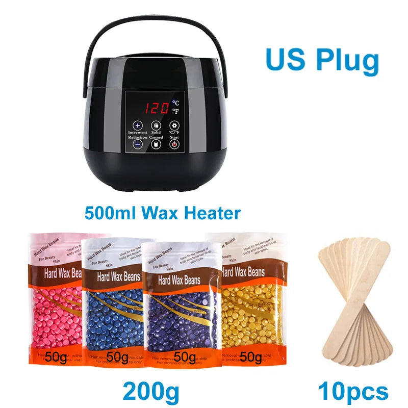 500ML Wax Heater For Hair Removal Wax Melting Warmer Pot with LCD Temperature Display Hard Wax Melter Professional Tool Zpaxo 045-B-US-200g