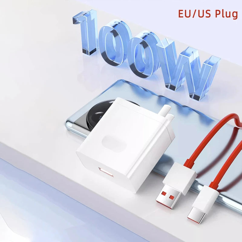 100w Supervooc Fast Charger Travel Adapter Eu Plug Phone Usb C Cable