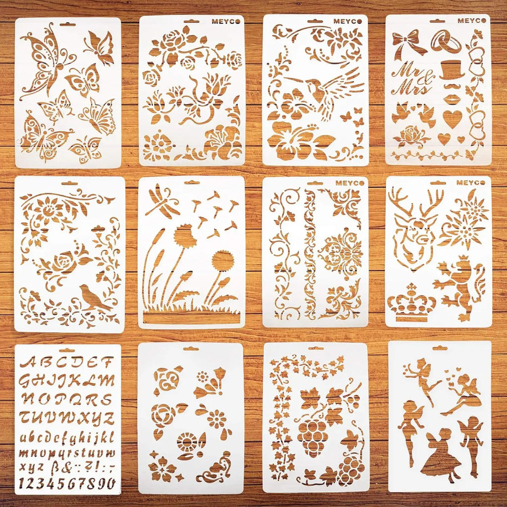 12-Piece Alphabet Stencil Set – DIY Painting & Scrapbooking