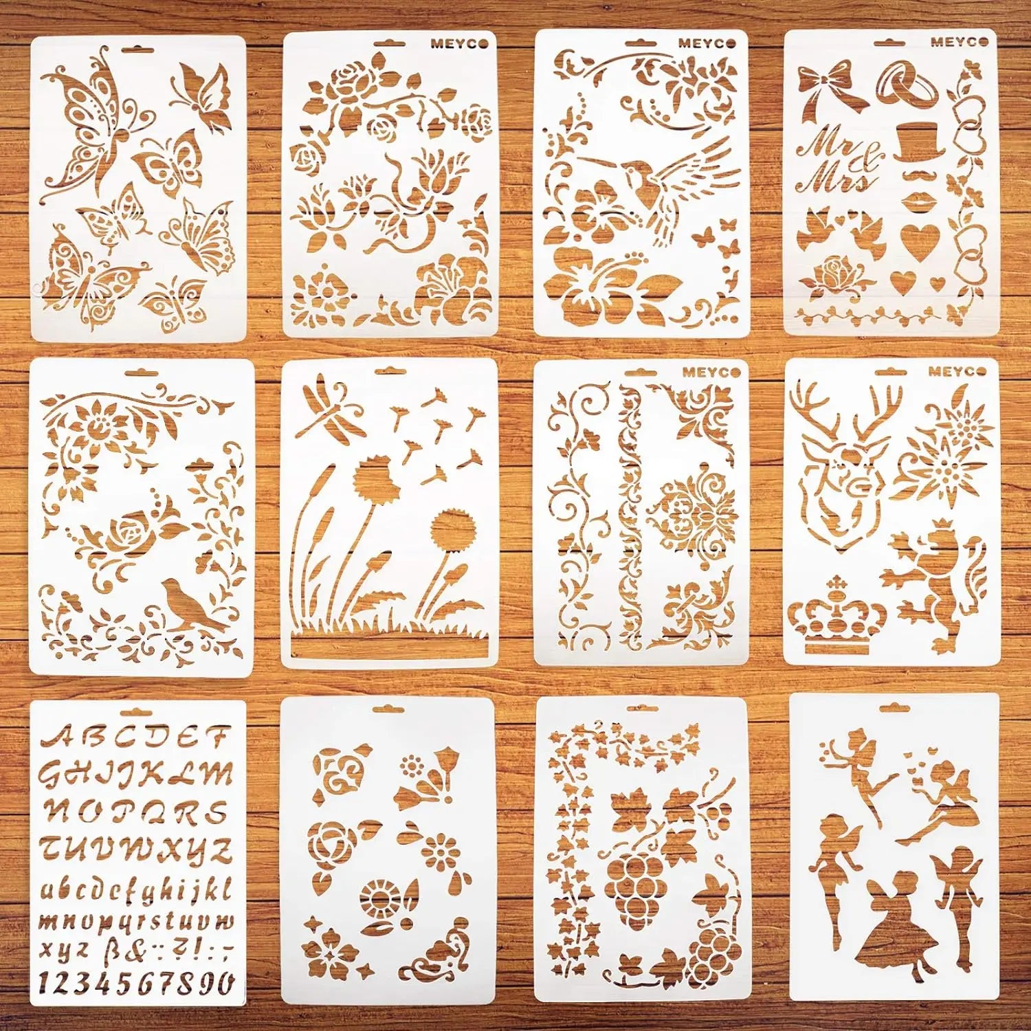 12-Piece Alphabet Stencil Set – DIY Painting & Scrapbooking