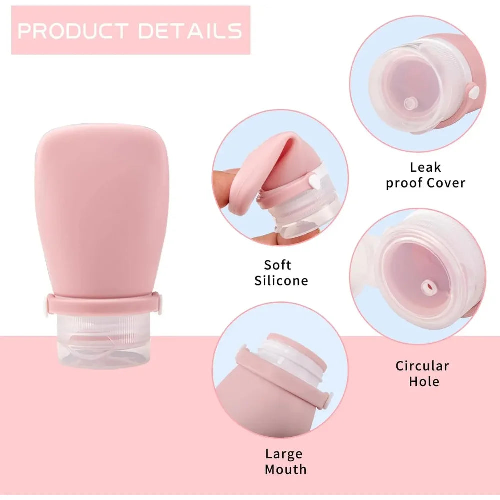 4-Pack Silicone Travel Bottles – Leak-Proof Collapsible Set