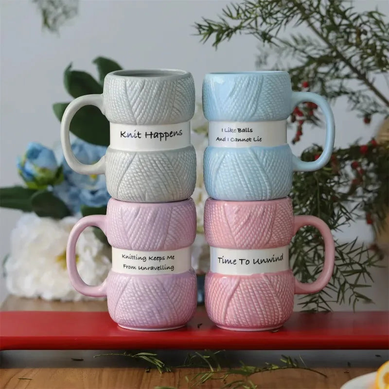 Knit Style Ceramic Coffee Mug – Cute Gift Tea Cup Ceramic Coffee Mug Zpaxo