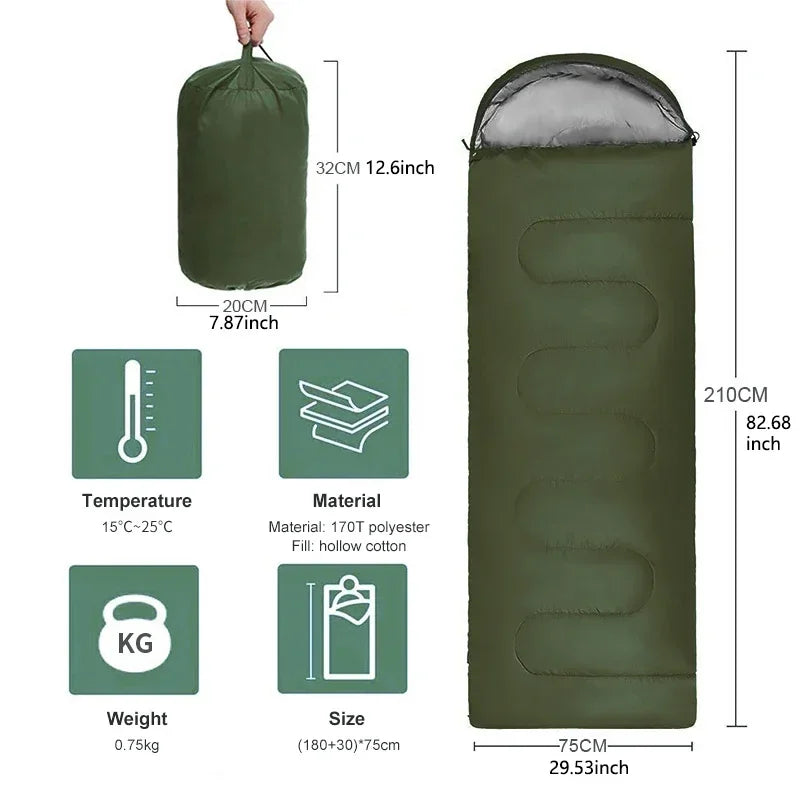 Camping Sleeping Bag Ultralight Waterproof 4 Season Warm Envelope Backpacking Sleeping Bags for Outdoor Traveling Hiking Zpaxo