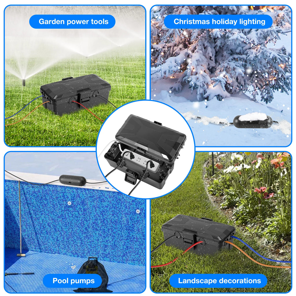 Large Outdoor Electrical Box IP54 Waterproof Extension Cord Cover Weatherproof Protect Outlet, Plug, Socket, Timer, Power Strip, Zpaxo