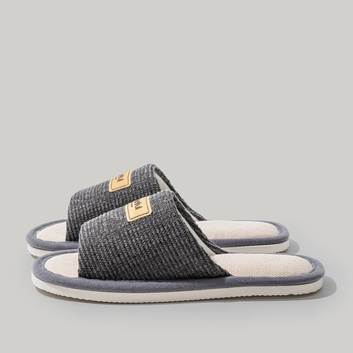 Soft Solid Women's Linen House Slippers Non-slip Lightweight Comfort Zpaxo GRAY 40-41