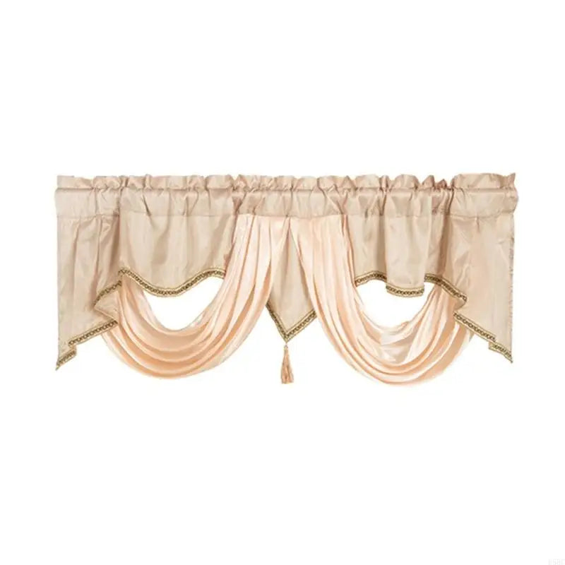 Elegant Waterfall Valance Tassels Solid Wavy Design Window Curtain