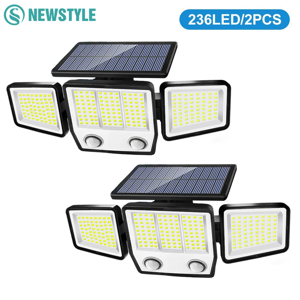 236/366LED Solar Motion Sensor Lights Outdoor Waterproof Solar Floodlight Wall Light 3 Mode Solar Security Lights Garden Yard P Zpaxo