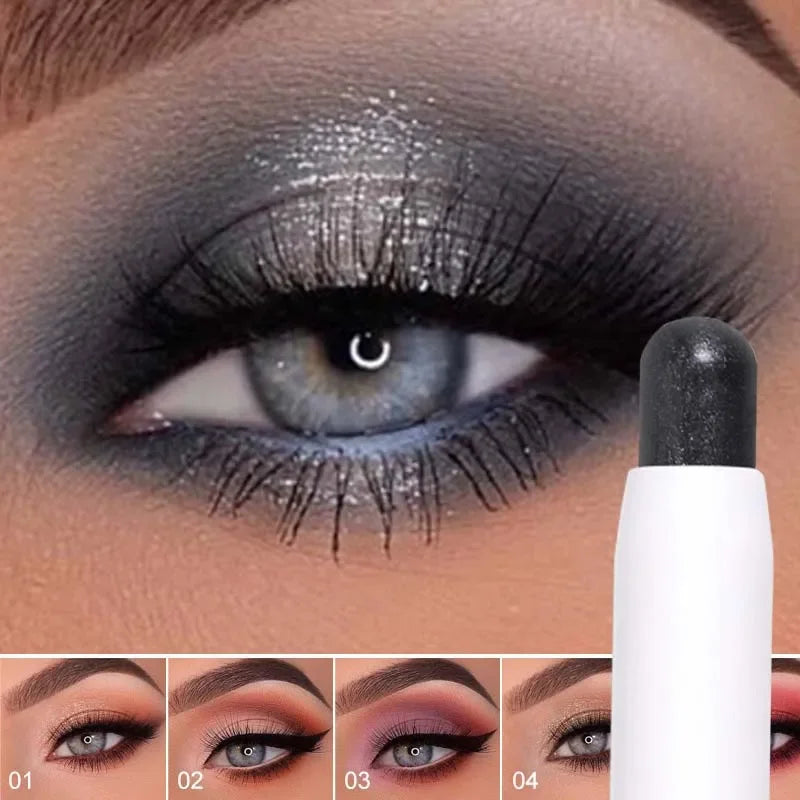 Double-head Eyeshadow Stick Diamond Shimmer Highlighter Pencil Pearl Pigment Long Lasting Cream Eye Shadow Matte Brush Pen Zpaxo